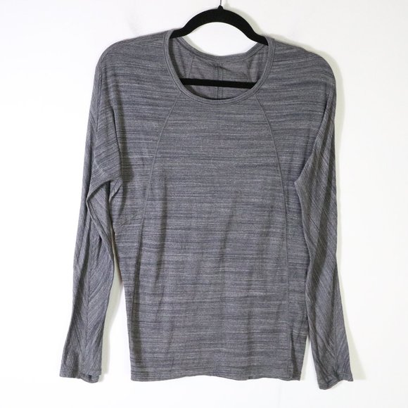 Lululemon Heathered Gray long Sleeve Athletic Shirt Size 6 Scoop Neck - Picture 1 of 5
